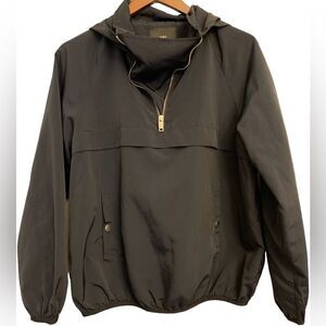 Zara Outerwear Black Hooded Quarter Zip Windbreaker Pullover M